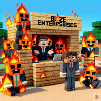 DALL·E 2024-01-30 19.45.53 - Modify the first generated illustration by removing the words 'Blaze Enterprises' from the image. The scene is a humorous depiction of a Minecraft jok (1).png